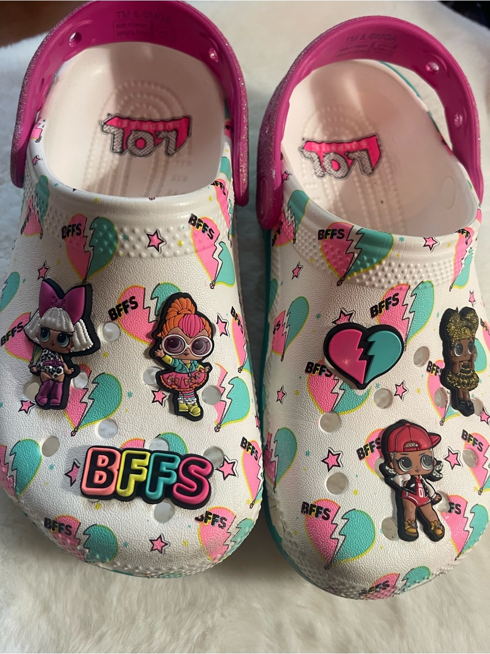 CROCS Kids White Pink Teal L.O.L. Surprise - Picture 3 of 8